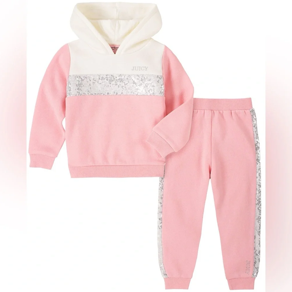 Juicy Couture baby girl's pink and white tracksuit sequin detailing 18 months